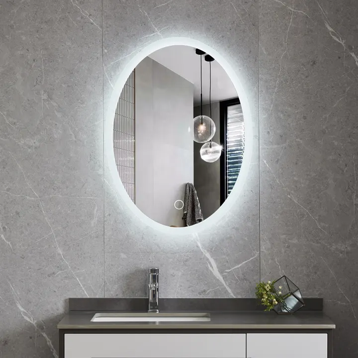 Cermin Kamar Mandi LED Oval Vanity Tanpa Bingkai